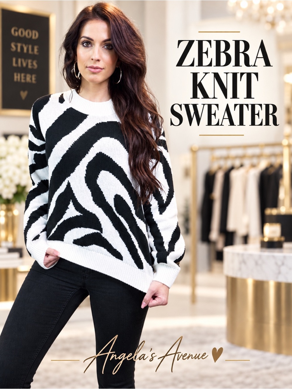 Zebra Knitted Printed Sweater NEW